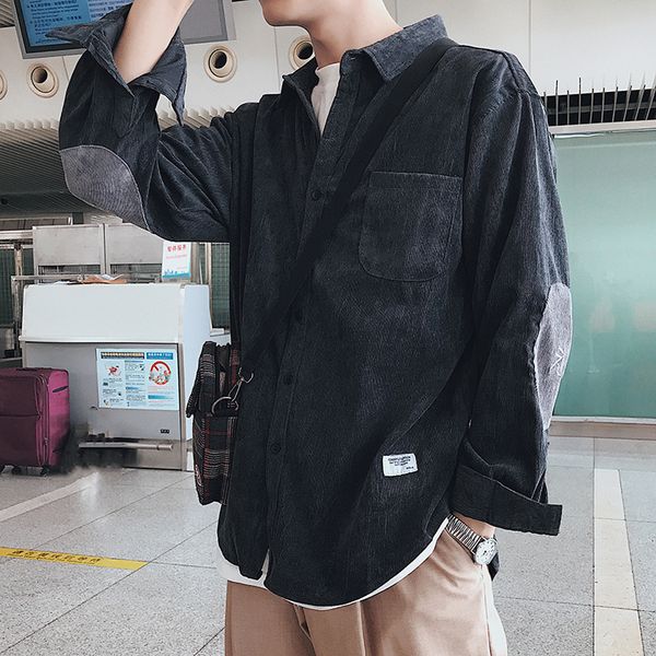 2019 new men's fashion brand casual loose corduroy fabric spliced shirts turn-down collar long sleeves coats plus size m-2xl, Black;brown
2019 new men's fashion brand casual loose corduroy fabric spliced shirts turn-down collar long sleeves coats plus size m-2xl, Black;brown