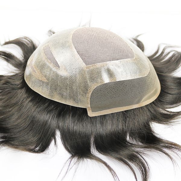 french lace front mono pu back mens toupee bleached knots toupee 100% human hair wigs replacements hair systems style, Black
french lace front mono pu back mens toupee bleached knots toupee 100% human hair wigs replacements hair systems style, Black