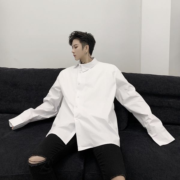 male vintage fashion loose shirt men crooked placket casual long sleeve shirt black white, White;black
male vintage fashion loose shirt men crooked placket casual long sleeve shirt black white, White;black