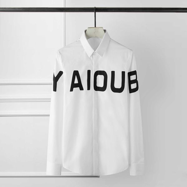 men shirt luxury letter printing long sleeve mens shirts black white casual mens dress shirts plus size slim fit, White;black
men shirt luxury letter printing long sleeve mens shirts black white casual mens dress shirts plus size slim fit, White;black