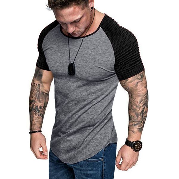 tshirt men men's spring summer pleats slim fit raglan patchwork short sleeve pattern cotton casual t shirt sport c0606, White;black
tshirt men men's spring summer pleats slim fit raglan patchwork short sleeve pattern cotton casual t shirt sport c0606, White;black