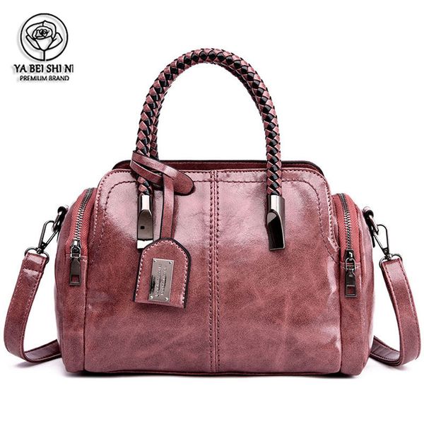 дамы руки сумка масло воск кожа crossbody сумка для женщин sac главных ф модной леди бостон сумки