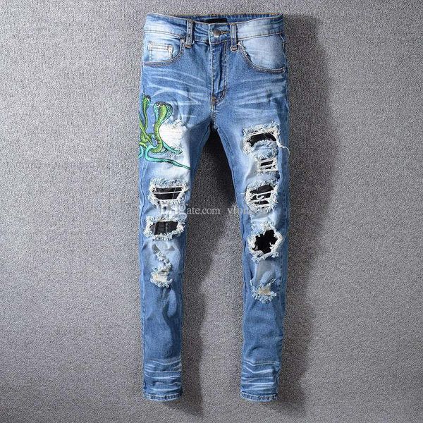new mens designer pants brand mens street style jeans designer fashion mens snake embroidery slim zipper denim pants, Blue
new mens designer pants brand mens street style jeans designer fashion mens snake embroidery slim zipper denim pants, Blue