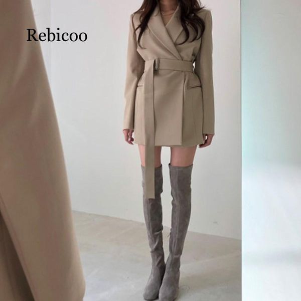 autumn and winter women's belt office suit jacket jacket without button work office ladies casual slim business suit, White;black
autumn and winter women's belt office suit jacket jacket without button work office ladies casual slim business suit, White;black