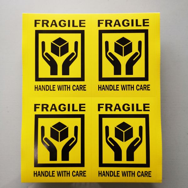 2000 pcs 6x8cm fragile handle with care yellow black color self-adhesive shipping label sticker, item no. ss24
2000 pcs 6x8cm fragile handle with care yellow black color self-adhesive shipping label sticker, item no. ss24