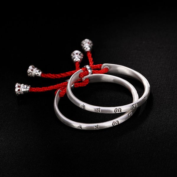 2019 s999 sterling silver six word word baby, children children retro do old open silver bracelet, White
2019 s999 sterling silver six word word baby, children children retro do old open silver bracelet, White