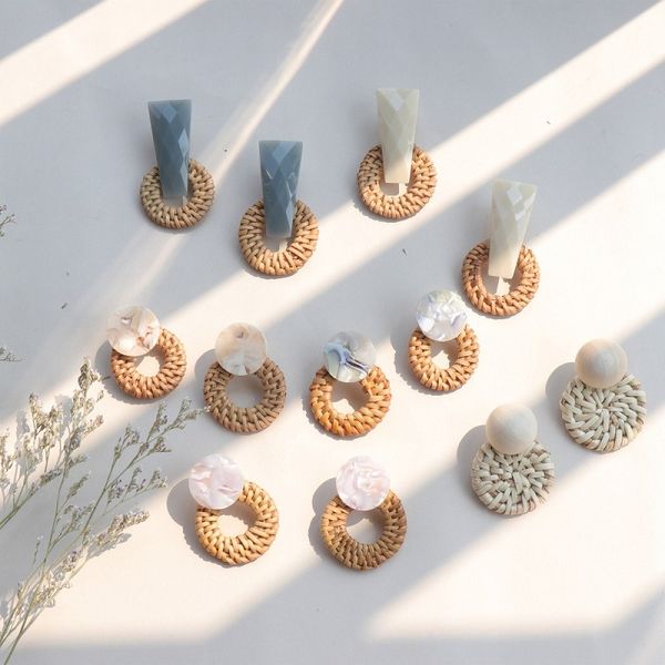 handmade geometric irregular acrylic marble stone wooden big hollow out round circle rattan straw weave drop earrings for women, Silver
handmade geometric irregular acrylic marble stone wooden big hollow out round circle rattan straw weave drop earrings for women, Silver