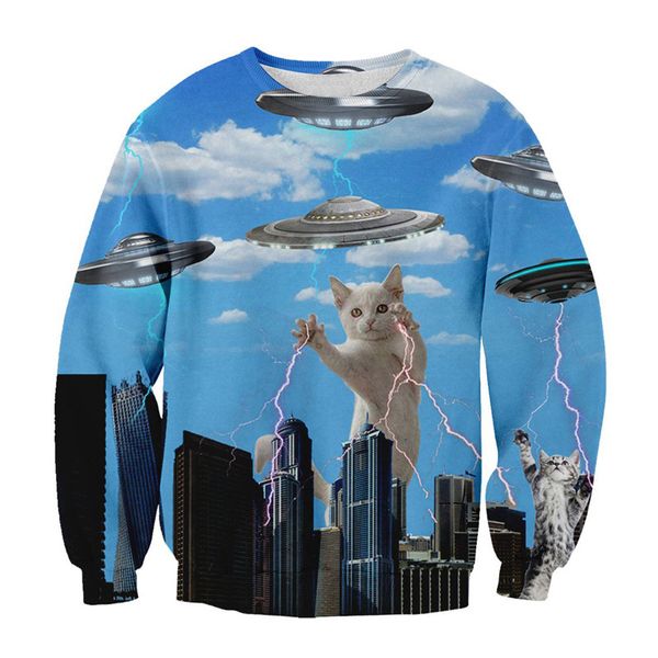 catzilla ufo cat 3d all over печати crewneck пуловер толстовка повседневный hipster top fashion streetwear men мужская одежда, Black
catzilla ufo cat 3d all over печати crewneck пуловер толстовка повседневный hipster top fashion streetwear men мужская одежда, Black