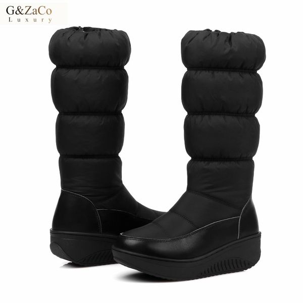 g&zaco autumn winter waterproof boots female fashion warm platform knee high down snow boots middle calf women's, Black
g&zaco autumn winter waterproof boots female fashion warm platform knee high down snow boots middle calf women's, Black