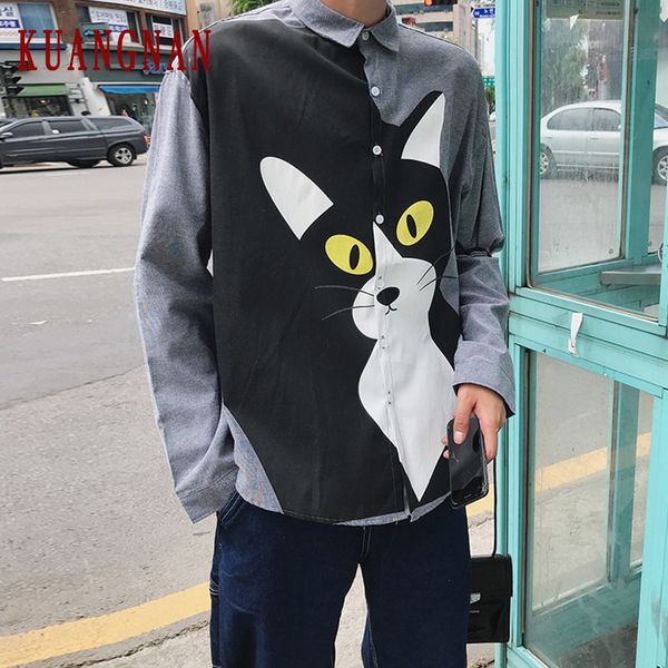 kuangnan cat print shirt men fashions men shirt long sleeve mens shirts casual slim fit xxl streetwear 2019 autumn new, White;black
kuangnan cat print shirt men fashions men shirt long sleeve mens shirts casual slim fit xxl streetwear 2019 autumn new, White;black