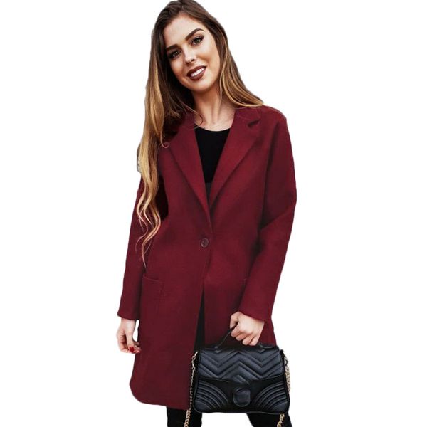 2018 women long woolen coat new winter warm lapel long coats trench one button outerwear solid slim with pockets coats, Black
2018 women long woolen coat new winter warm lapel long coats trench one button outerwear solid slim with pockets coats, Black