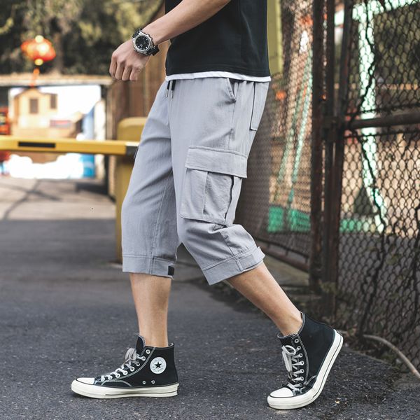 2019 spring summer pants men multi-pocket cargo pants elastic waist linen men pant hip hop casual calf-length male, Black
2019 spring summer pants men multi-pocket cargo pants elastic waist linen men pant hip hop casual calf-length male, Black