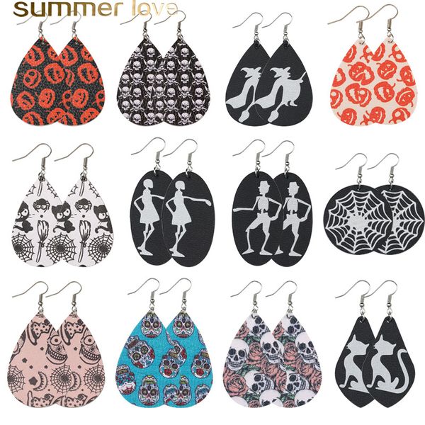new designer halloween leather earrings for women teardrop pumpkin owl cat witch flowers skull print petal drop earrings jewelry gift, Silver
new designer halloween leather earrings for women teardrop pumpkin owl cat witch flowers skull print petal drop earrings jewelry gift, Silver