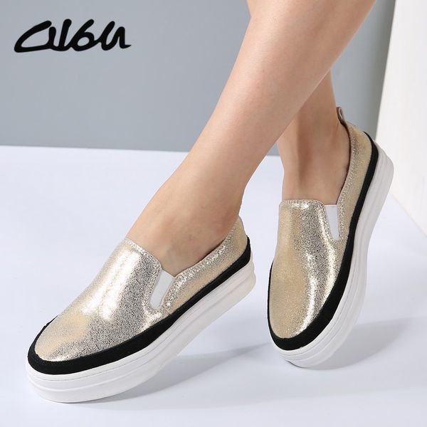 o16u women platform sneakers loafers flats shoes genuine leather bling slip on bordered creepers lady silvery gold black silvery
o16u women platform sneakers loafers flats shoes genuine leather bling slip on bordered creepers lady silvery gold black silvery