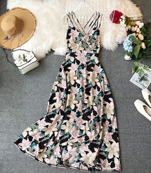 joyinparty 2019 new fashion women's dresses seaside resort beach backless swing dress strap dress, Black;gray
joyinparty 2019 new fashion women's dresses seaside resort beach backless swing dress strap dress, Black;gray