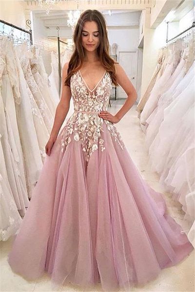 Pink Sleeveless V-Neck Floor-Length Prom Dresses Handmade Flower Backless Bridal Party Gowns Long Custom Size Party Evening Wears
Pink Sleeveless V-Neck Floor-Length Prom Dresses Handmade Flower Backless Bridal Party Gowns Long Custom Size Party Evening Wears