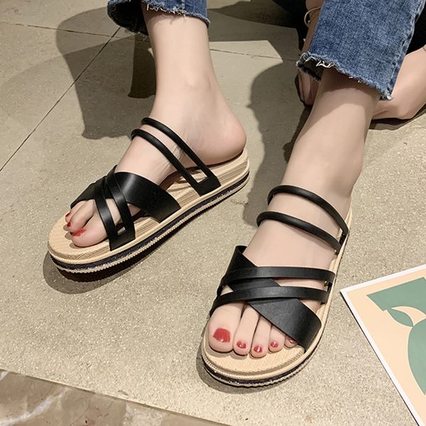 ladies slippers cross tied strap low heel pvc strap peep toe casual flat beach slipper summer women shoes calzado mujer, Black
ladies slippers cross tied strap low heel pvc strap peep toe casual flat beach slipper summer women shoes calzado mujer, Black