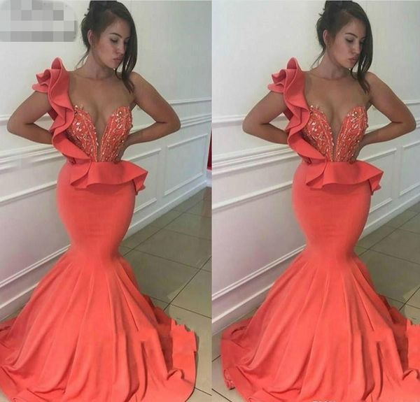 coral color evening dresses 2020 one shoulder mermaid formal women wear party prom gowns plus size custom made robe de soiree, Black
coral color evening dresses 2020 one shoulder mermaid formal women wear party prom gowns plus size custom made robe de soiree, Black