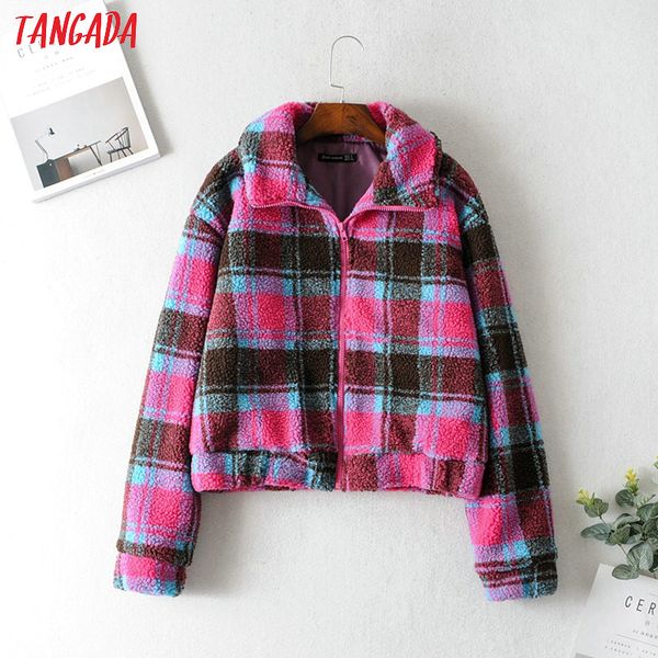 tangada elegant women pink plaid teddy coat streetwear 2019 autumn winter short coat female outwear ja03, Black
tangada elegant women pink plaid teddy coat streetwear 2019 autumn winter short coat female outwear ja03, Black