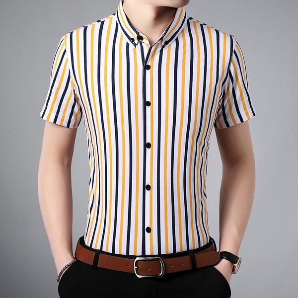 korean clothes brand men shirts stripe print casual shirt for men short sleeve no pocket slim fit anti-wrinkle summer shirt, White;black
korean clothes brand men shirts stripe print casual shirt for men short sleeve no pocket slim fit anti-wrinkle summer shirt, White;black