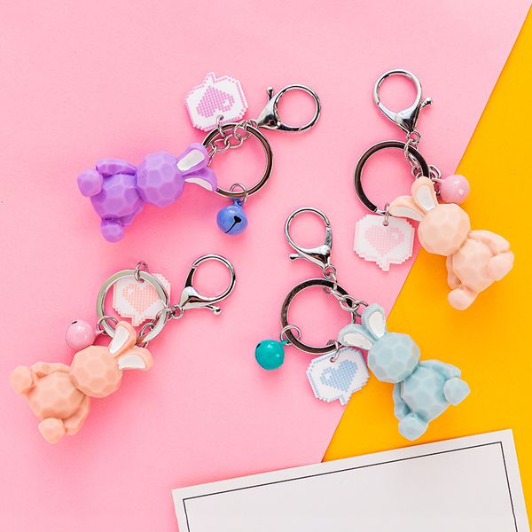 cartoon geometric cut shape combined with animal key chain female car key ring chain cute bag pendant pendant gift, Silver
cartoon geometric cut shape combined with animal key chain female car key ring chain cute bag pendant pendant gift, Silver