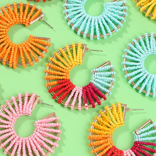 multicolor beads trendy earrings for women 2019 new fashion bohemian hollow handmade geometry hoop earring jewelry wedding gifts, Golden;silver
multicolor beads trendy earrings for women 2019 new fashion bohemian hollow handmade geometry hoop earring jewelry wedding gifts, Golden;silver