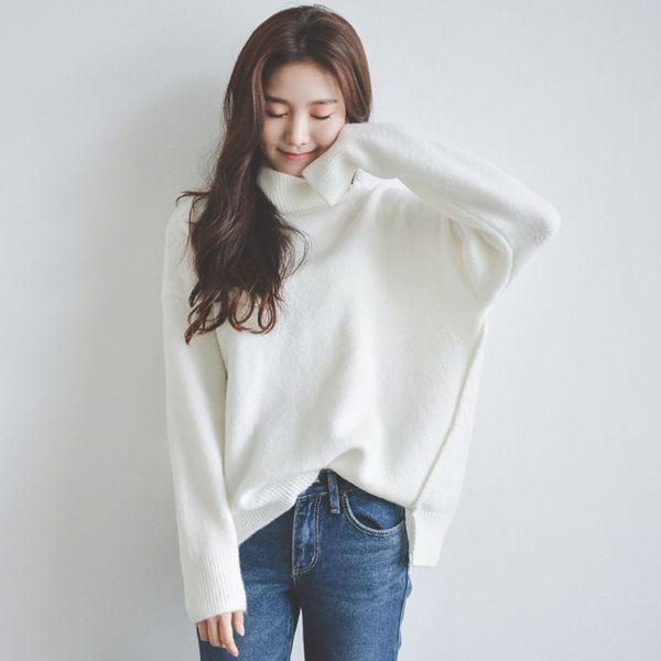 turtleneck casual white sweater 2019 women korean style pullover jumper winter knitted sweater pull femme, White;black
turtleneck casual white sweater 2019 women korean style pullover jumper winter knitted sweater pull femme, White;black