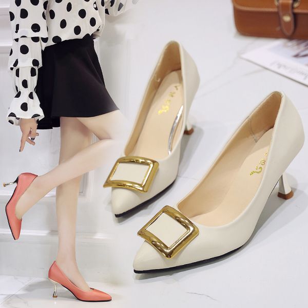 europe and the united states pointed metal square buckle high heels pu surface shallow mouth black work shoes trend high heels
europe and the united states pointed metal square buckle high heels pu surface shallow mouth black work shoes trend high heels