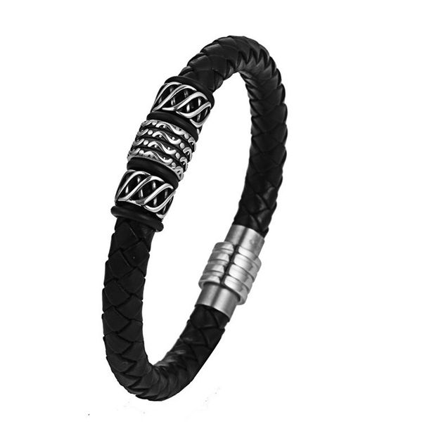 wish new style titanium steel weave leather bracelet cool leather rope stainless steel retro casting round accessories b, Silver
wish new style titanium steel weave leather bracelet cool leather rope stainless steel retro casting round accessories b, Silver