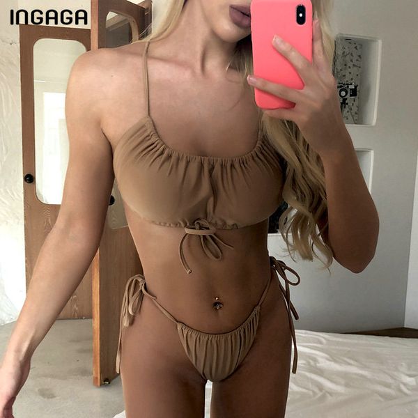ingaga bandeau bikini 2020 micro high cut swimwear women string swimsuit female solid ruched biquini summer bathing suit, White;black
ingaga bandeau bikini 2020 micro high cut swimwear women string swimsuit female solid ruched biquini summer bathing suit, White;black