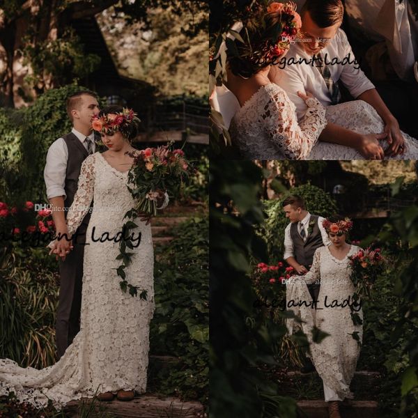 plus size vintage bohemian wedding dress full lace long sleeves deep v back floor length beach wedding dress bridal gowns vestidos de noiva, White
plus size vintage bohemian wedding dress full lace long sleeves deep v back floor length beach wedding dress bridal gowns vestidos de noiva, White