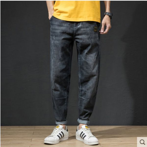 black popular logo straight jeans male easy japanese wind leisure trousers male young students stretch feet pants, Blue
black popular logo straight jeans male easy japanese wind leisure trousers male young students stretch feet pants, Blue