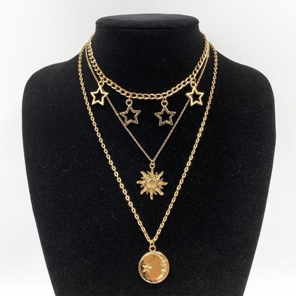 2020 new trendy metal star round pendant multi-layer punk hip hop long chain necklace for women men jewelry gifts, Silver
2020 new trendy metal star round pendant multi-layer punk hip hop long chain necklace for women men jewelry gifts, Silver