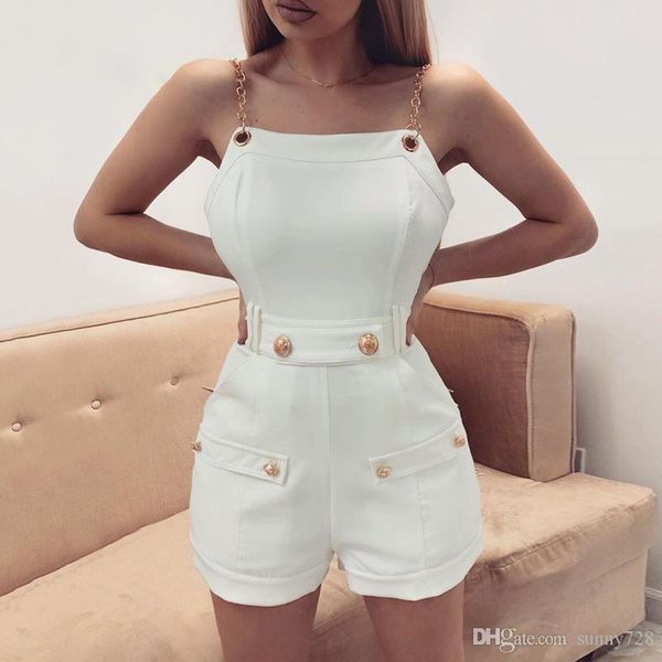 Summer Newest Shorts Jumpsuits Chains Straps Buttons Solid Girls Casual Sexy Playsuits with Belt Zipper Fashion Women Shorts 2020
Summer Newest Shorts Jumpsuits Chains Straps Buttons Solid Girls Casual Sexy Playsuits with Belt Zipper Fashion Women Shorts 2020