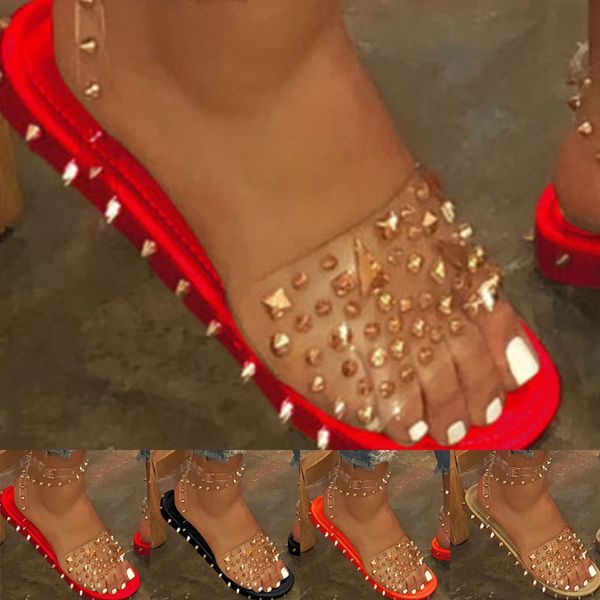 women rivet sandals ankle strap line style buckle ladies transparent bling slippers flats summer shoes girl high quality, Black
women rivet sandals ankle strap line style buckle ladies transparent bling slippers flats summer shoes girl high quality, Black