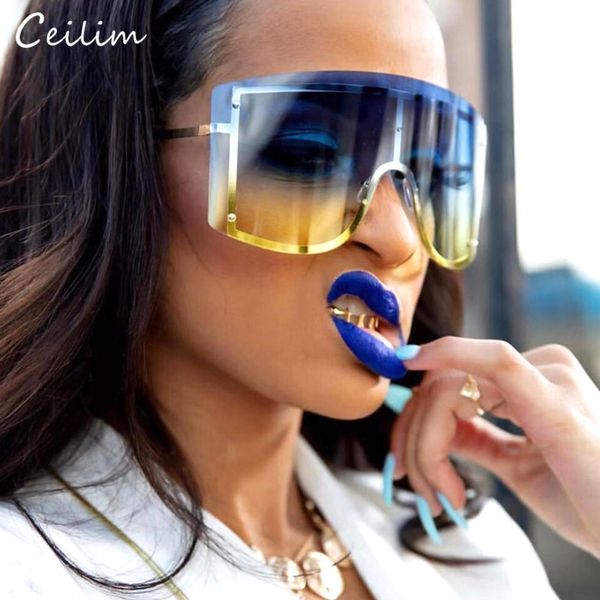 2020 new one piece oversized sunglasses women designer big rimless gradient shades for lady clear blue sun glasses, White;black
2020 new one piece oversized sunglasses women designer big rimless gradient shades for lady clear blue sun glasses, White;black