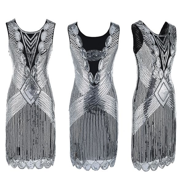 plus size xs-xxl gold silver dress women's 1920s vintage striped embellished sequin beaded flapper dress gatsby, Black;gray
plus size xs-xxl gold silver dress women's 1920s vintage striped embellished sequin beaded flapper dress gatsby, Black;gray
