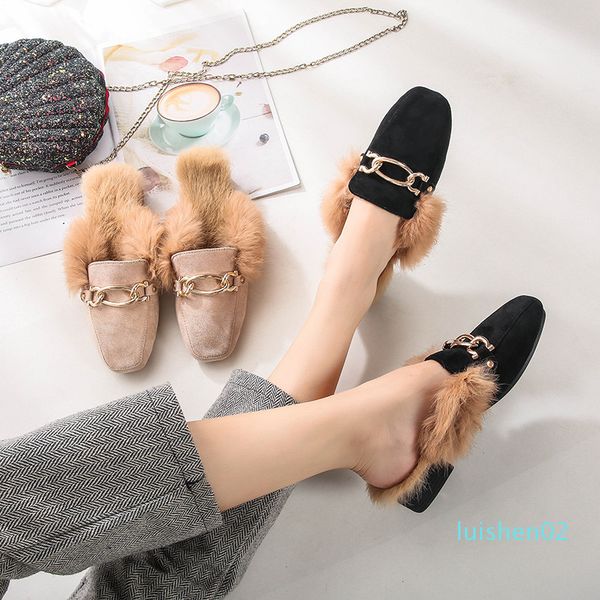 casual winter cotton mules ladies plush chains shoes woman suede leather furry slippers comfy slip on hair slides l02, Black
casual winter cotton mules ladies plush chains shoes woman suede leather furry slippers comfy slip on hair slides l02, Black