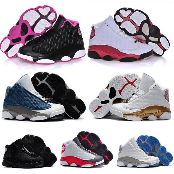 designer 13s kids shoes basketball sneakers xiii black cat pink chichago bred white breathable youth children's boy girls baby size 28
designer 13s kids shoes basketball sneakers xiii black cat pink chichago bred white breathable youth children's boy girls baby size 28