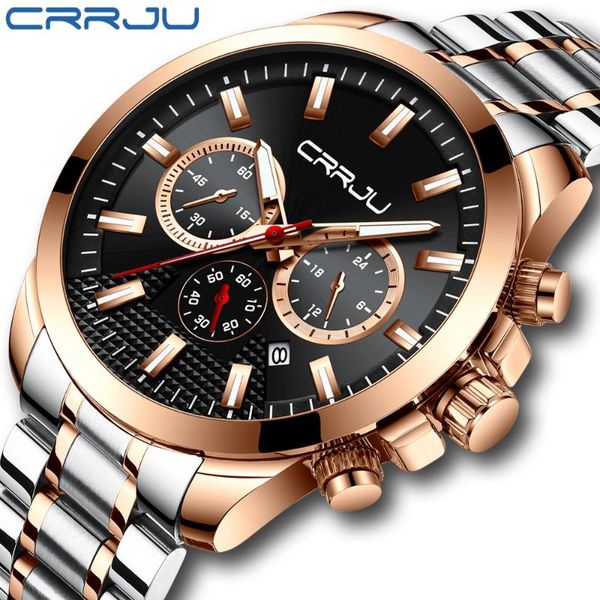 crrju casual sport watches for men stainless steel watch man clock fashion chronograph wrist watch men, Slivery;brown
crrju casual sport watches for men stainless steel watch man clock fashion chronograph wrist watch men, Slivery;brown