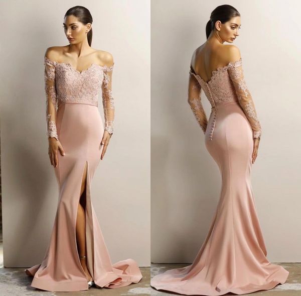 party dresses blush pink mermaid evening long sleeve 2021 backless side slit satin women formal dress gowns, White;black
party dresses blush pink mermaid evening long sleeve 2021 backless side slit satin women formal dress gowns, White;black