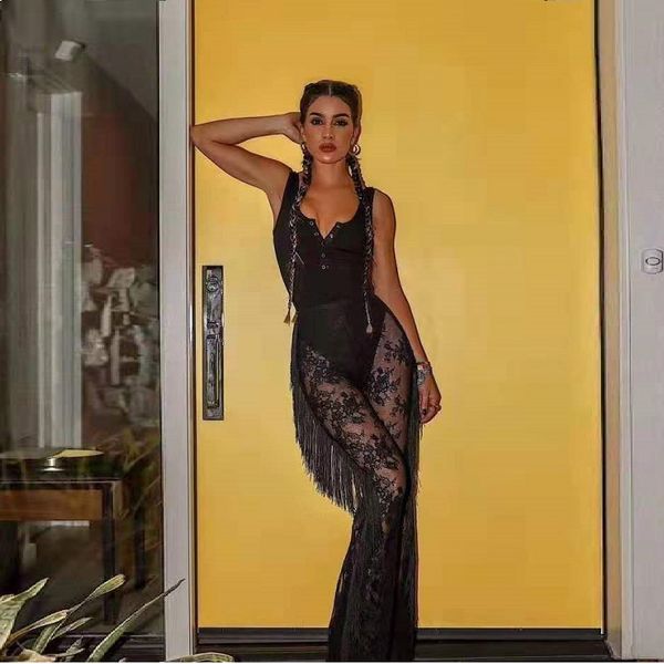 2019 black bandage tassel jumpsuit fashion lace women sleeveless sheath o-neck celebrity summer party jumpsuits clubwear, Black;white
2019 black bandage tassel jumpsuit fashion lace women sleeveless sheath o-neck celebrity summer party jumpsuits clubwear, Black;white