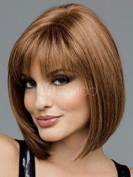 100% real hair short natural straight wig women light brown hair wig, Black 
100% real hair short natural straight wig women light brown hair wig, Black