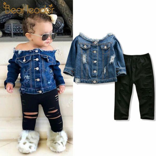 bear leader infant baby girl clothes sets 2-6y denim off shoulder shredded skinny pants autumn clothes sets girls clothing, White
bear leader infant baby girl clothes sets 2-6y denim off shoulder shredded skinny pants autumn clothes sets girls clothing, White