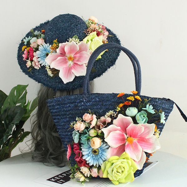 лидирующий customized женщины цветок соломы сумка и шляпа костюм красочные искусственный цветок волна rattan лето пляж отдыха tote
лидирующий customized женщины цветок соломы сумка и шляпа костюм красочные искусственный цветок волна rattan лето пляж отдыха tote