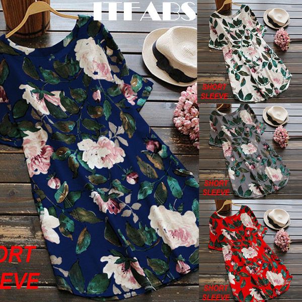 hirigin mini dress 2018 new women's floral print mini dress summer party long shirt plus size, Black;gray
hirigin mini dress 2018 new women's floral print mini dress summer party long shirt plus size, Black;gray