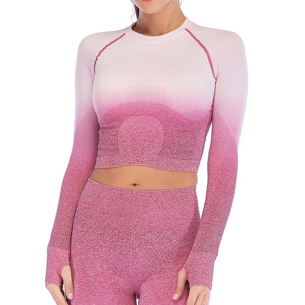 ombre yoga shirts long sleeve fitness crop thumb hole women breathable seamless yoga sport femme gym camisas mujer a25, White;red
ombre yoga shirts long sleeve fitness crop thumb hole women breathable seamless yoga sport femme gym camisas mujer a25, White;red