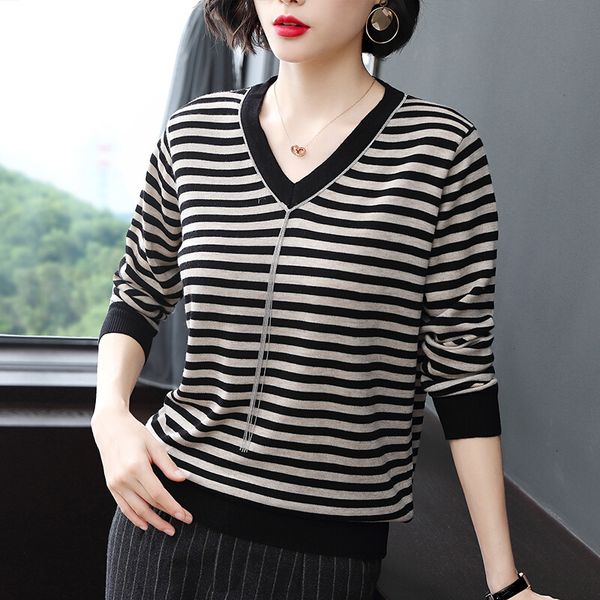 casual spring autumn sweater women long sleeve striped pullover women basic sweaters 2019 korean style knit femme, White;black
casual spring autumn sweater women long sleeve striped pullover women basic sweaters 2019 korean style knit femme, White;black