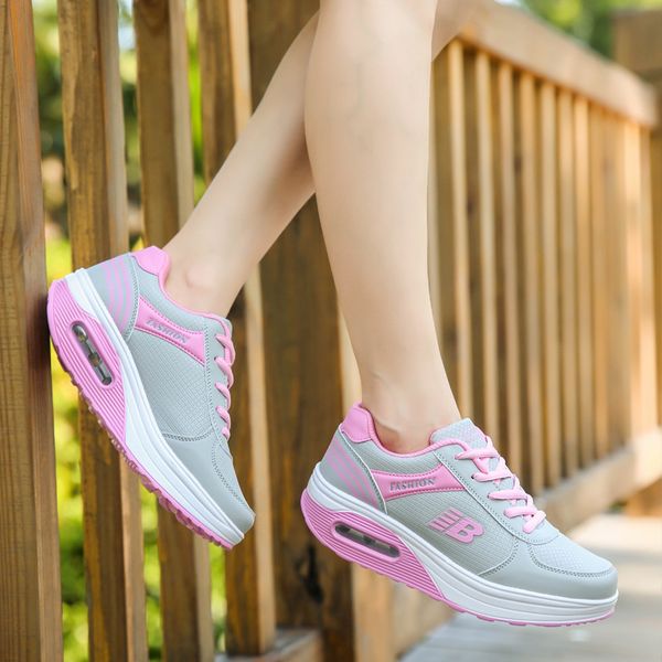 autumn new style soft-sole rocking shoes women's air cushion athletic shoes korean-style-style leather breathable running, Black 
autumn new style soft-sole rocking shoes women's air cushion athletic shoes korean-style-style leather breathable running, Black