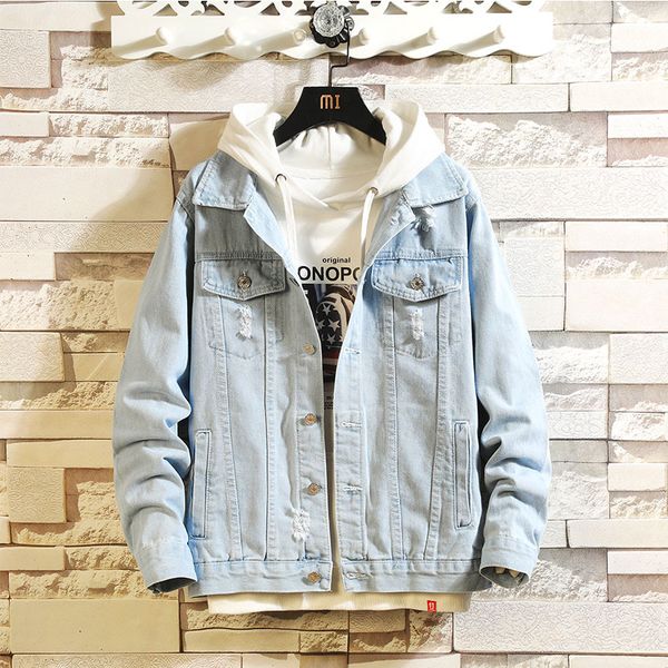 denim jacket men 2020 autumn mens casual long sleeve turn-down collar solid denim jacket coat jaqueta jeans masculina chaqueta, Black;brown
denim jacket men 2020 autumn mens casual long sleeve turn-down collar solid denim jacket coat jaqueta jeans masculina chaqueta, Black;brown